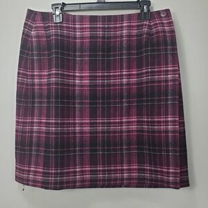 Y2K wool plaid mini skirt sz 16P purple pink Style & Co dark academia schoolgirl